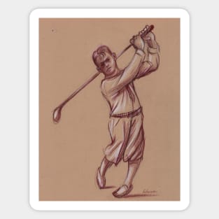 Bobby Jones - Pencil drawing of the Legendary Golfer Sticker